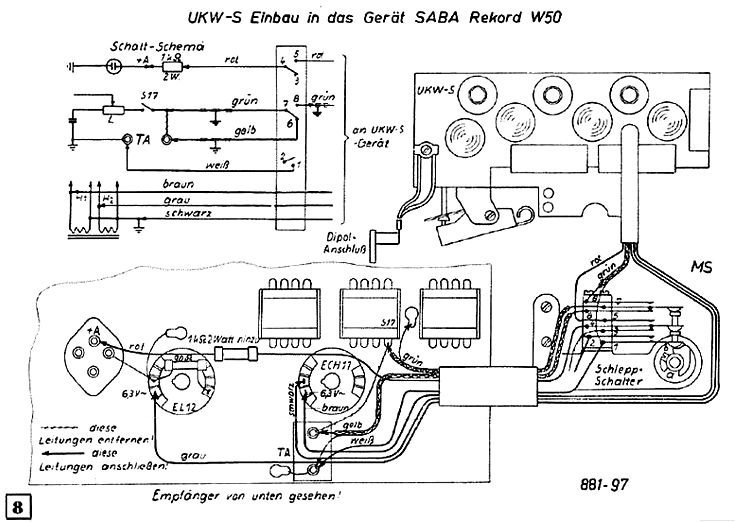 SABA UKW-S III elektrischer Anschluß im Rekord W50